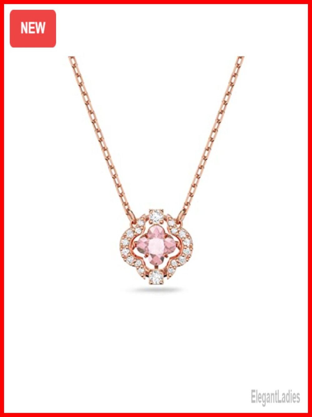 Swarovski Una Clover Pendant Necklace Rose-Gold Tone Plated Chain